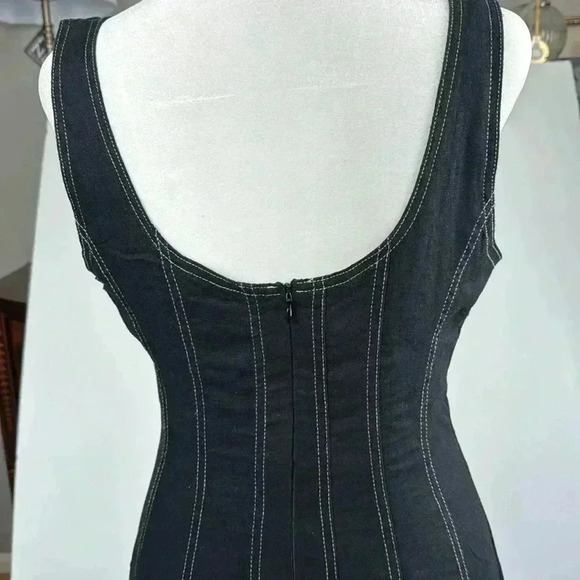 CHRISTIAN LACROIX SLEEVELESS DENIM COUTURE DRESS SZ M NWT SLIMMING STITCHING - Picture 6 of 11